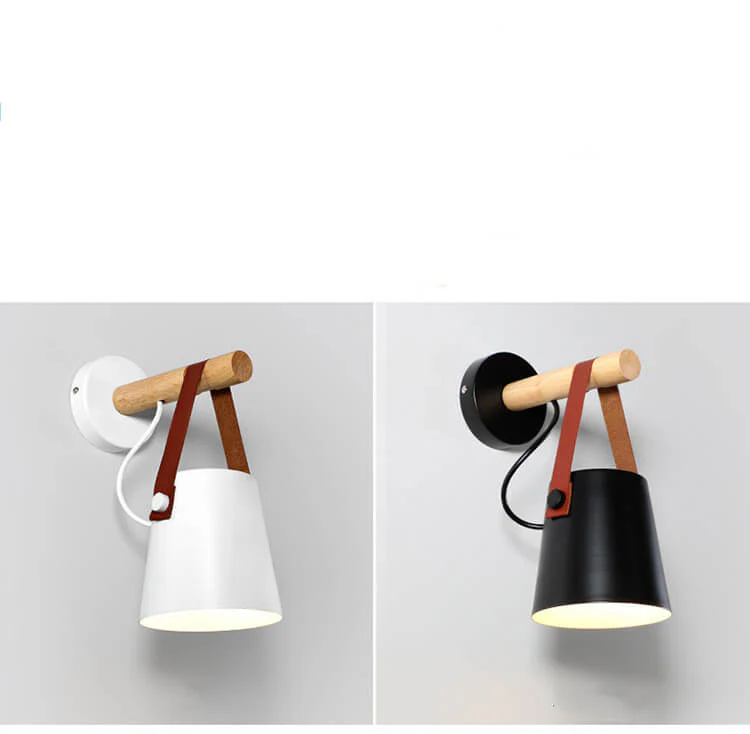 WoodGlow - Wandlamp met ijzeren lampenkap en houten arm - Afbeelding 3
