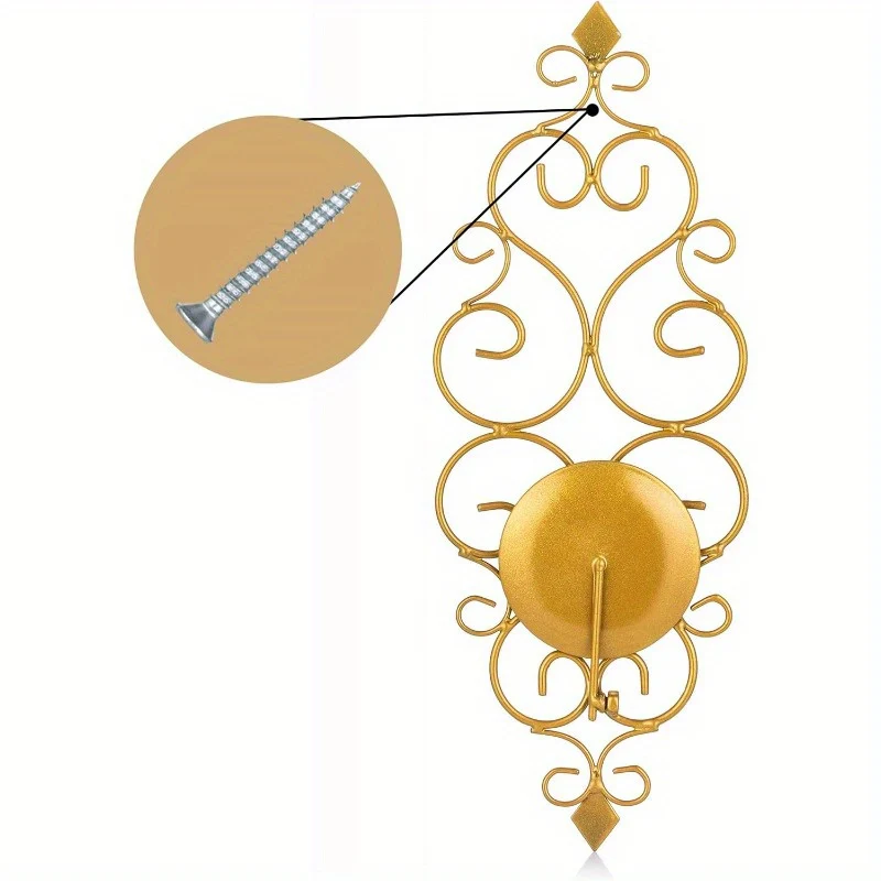 Set van 2 Gouden Wandkandelaars - Stijlvolle Metalen Wanddecoratie - Afbeelding 9