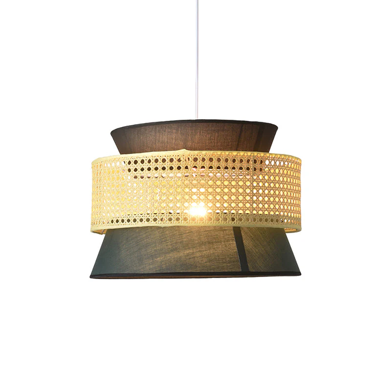 Tiered Rattan Hanglamp Eenvoudig Enkel Zwart / Groen Hangarmatuur - Afbeelding 4
