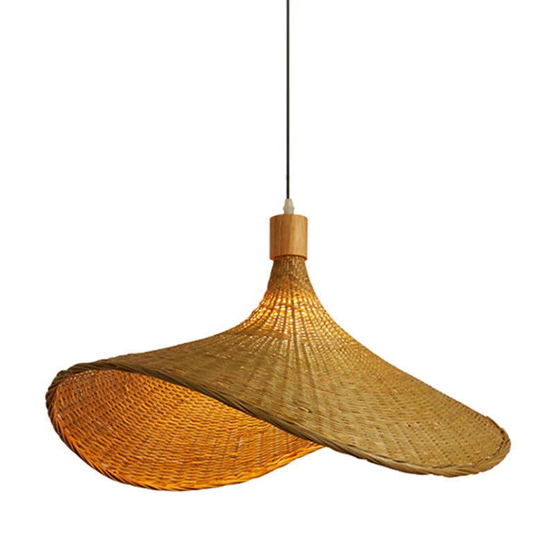 Beige Rieten Hanglamp Kit - Aziatisch 1-Licht Plafondlamp voor Eettafel - Afbeelding 3
