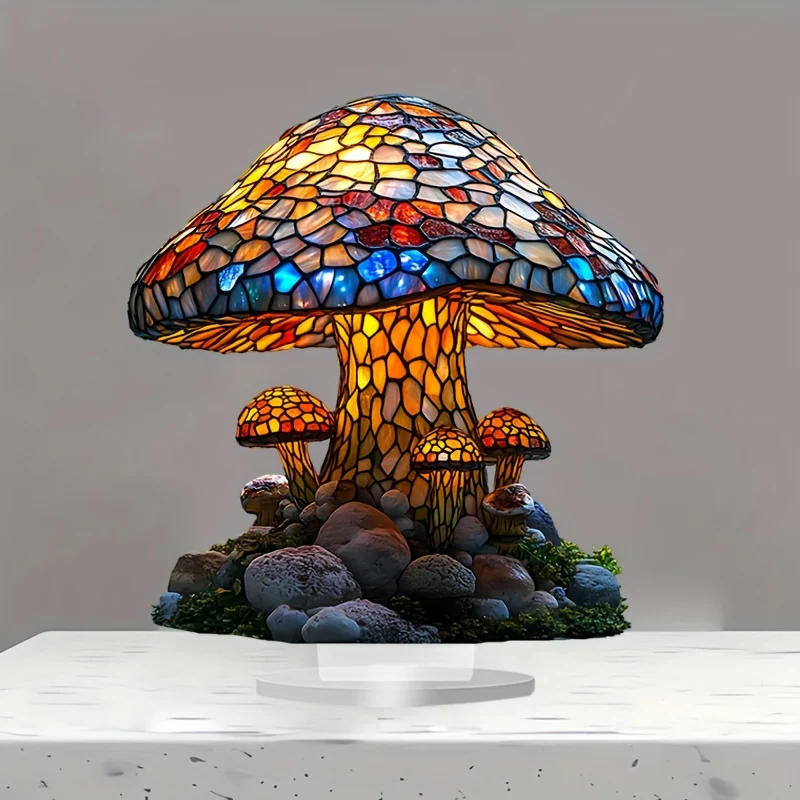 MushroomGlow - Bohemian Acryl Tafellamp Zonder Elektriciteit - Afbeelding 2