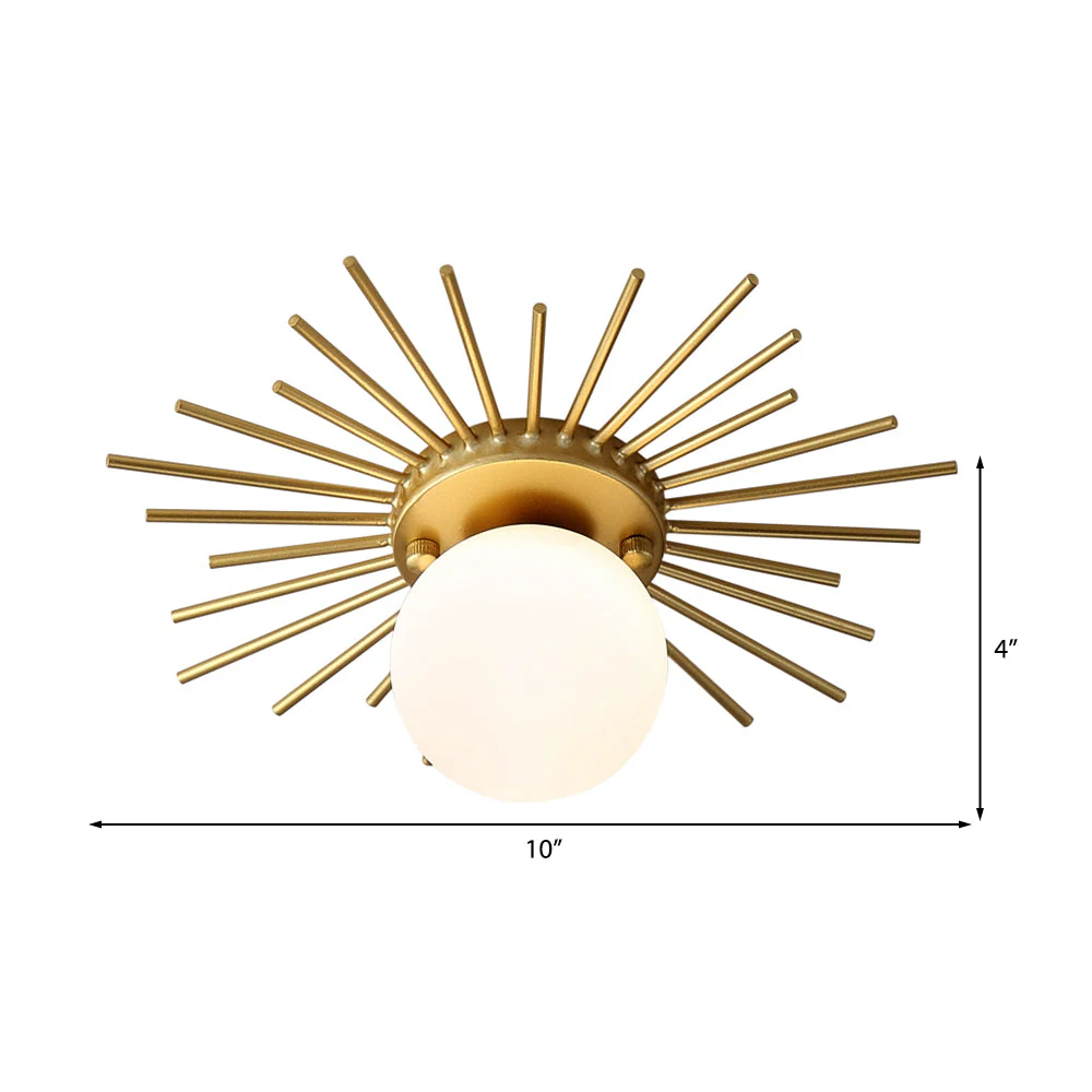 Gouden Sferische Plafondlamp met Frosted Glas - Afbeelding 5