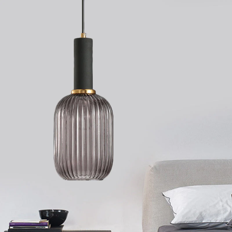 Zwarte/Gouden Moderne Hanglamp met Ribbelglas - Afbeelding 9