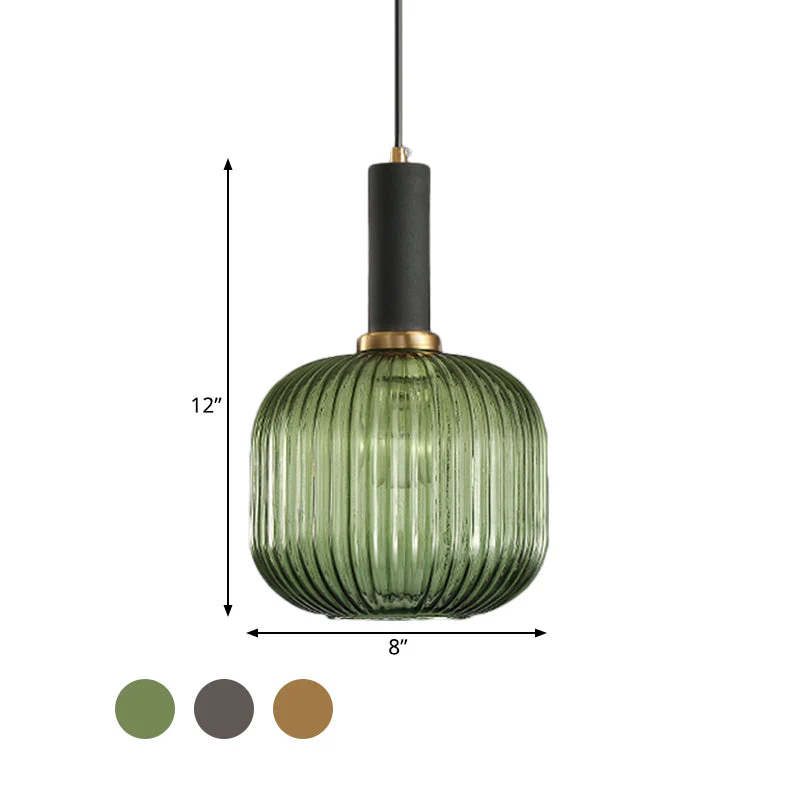 Zwarte/Gouden Moderne Hanglamp met Ribbelglas - Afbeelding 3