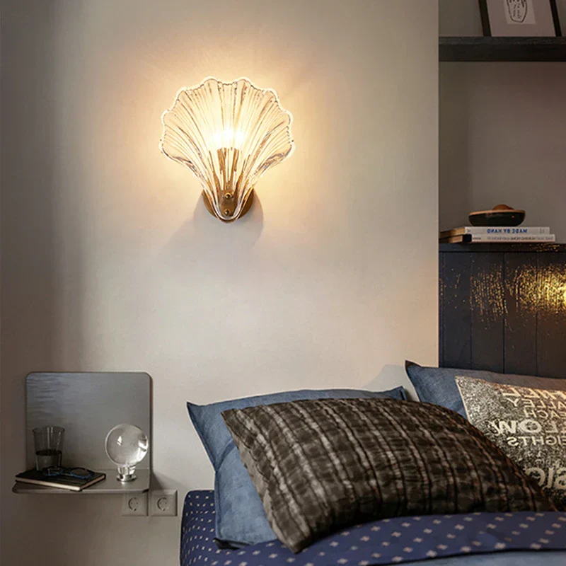 OceanWave - Schelpvormige Glas Wandlamp - Afbeelding 2