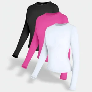 Dames Shirt Longsleeve Slim Fit Effen Stretch Top