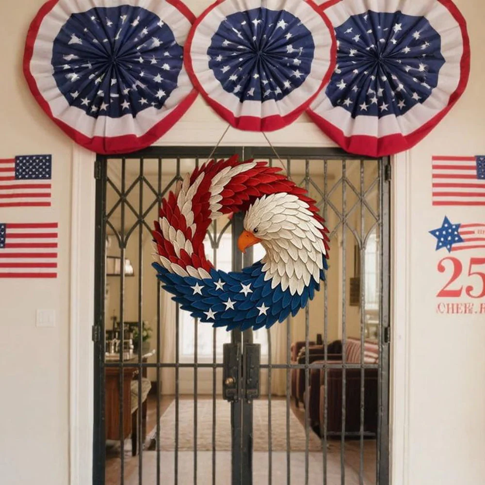 Eagle Wreath Wall Art Buiten Binnen Veterans Thema Hangsieraad - Afbeelding 6