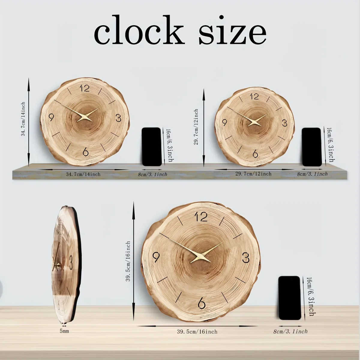 Stille Quartz Wandklok met Houten Frame - Afbeelding 4